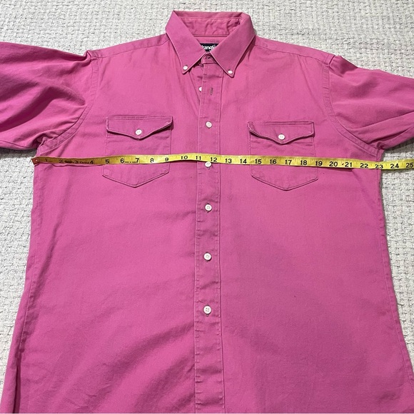 Mens Wrangler Pink Button Up Brushpopper Style Long Sleeve Size Large - Picture 8 of 12